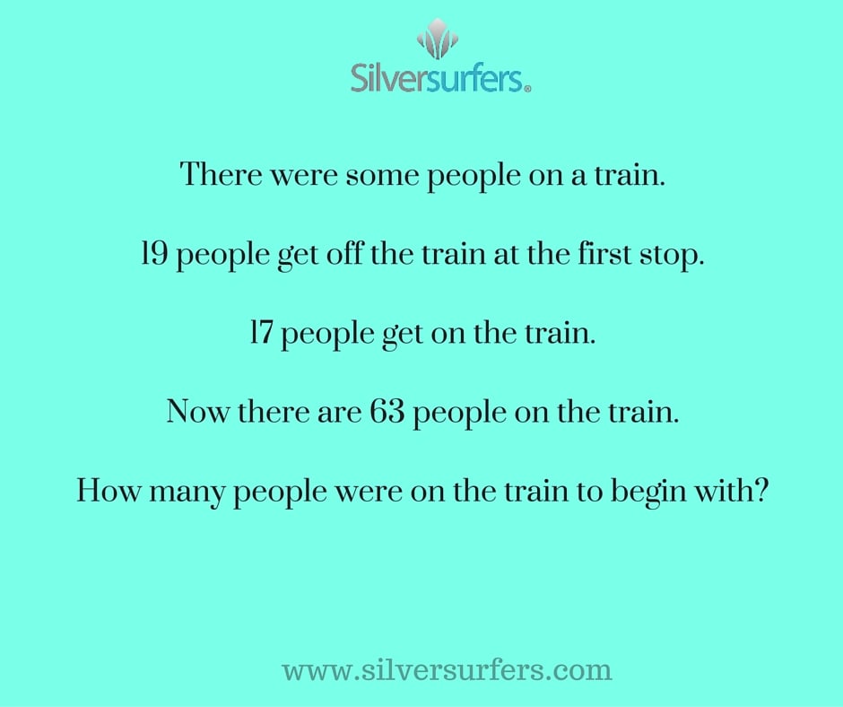 There were some people on train.19 people get off the train at the first stop.17 people get on the train.Now there are 63 people on the train.How many people were on the train to begin with-